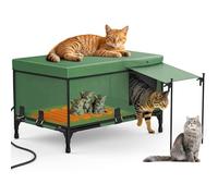 Outdoor Heated Cat Shelter with Insulation, Heating Pad, and Elevated Base for Winter Weather Protection