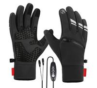 Outdoor Heated Mittens - Rechargeable Touchscreen Gloves, Electric Winter Warmers | Three Heating Levels with Zipper Pockets for Men Women Skiing Snowboarding Riding Cycling Hiking Camping Hunting Spo