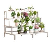 Outdoor Heavy-duty Flower Display Rack, Multi-tiered Step-style Plant Stand with Strong Load-bearing Capacity, Ideal for Balconies and Gardens(White,4 tiers)