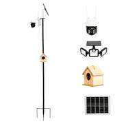 Outdoor Height Adjustable31-92" Floor Holder Stand Mount，No-Drill Bracket Compatible with Solar Panel/Solar Flood Lights／Smart Bird Feeder Pole Stand (Black)