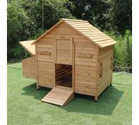 Outdoor Hen House, Natural Wooden Chicken Coop with Nesting Box and Ramp Run, Weatherproof Rabbit Cage for Guinea Pig Hedgehog(Wood color)