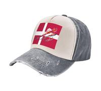 Outdoor Hiking Cap for All Seasons Distressed Denim Baseball Cap with National Flag Print - Lightweight, Breathable, Adjustable, for Hiking & Camping, Unisex Gray One Size