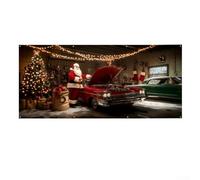 Outdoor Holiday Garage Flag, Merry Christmas Santa Banner Garage Flag, For Easy Hanging On Garages Door Fence Wall For Seasonal Display (A)