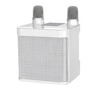 Outdoor Home Karaoke Machine, Portable Bluetooth Karaoke Speaker, Wireless Dual Microphones, Speaker Microphone All-in-one Machine, with TF Card/USB Flash Drive/sound Changing Function (white)