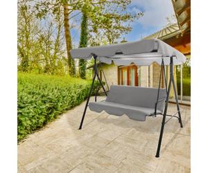 Outdoor Hortus 3 Seater Garden Swing Bench In Light Grey With Cushions