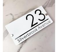 Outdoor House Number Plate, Suspended Design Custom House Number Plate, Modern Acrylic Laser Cut 3D Street Name Sign (White&Black)