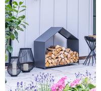 Outdoor House Zinc Log Storage H88cm D100cm Ivyline Silver One Size