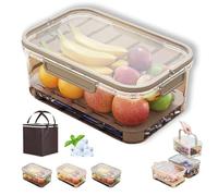 Outdoor Ice Preservation Box, Snackle Box Container with Ice Pack, Double Layer Portable Kitchen Refrigerator Storage Box, for Charcuterie Snack Road Trip Picnic Keep Food Fresh (Brown)