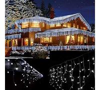 Outdoor Icicle Christmas Fairy Lights, 800 LED 20 Metres Lit Width, 160 Icicles, 8 Hour Timer, 8 Modes, Safe Voltage (Cool White, 800 LED)