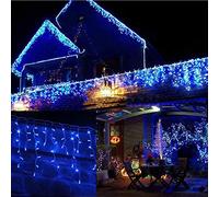 Outdoor Icicle Christmas Fairy Lights, 800 LED 20 Metres Lit Width, 160 Icicles, 8 Hour Timer, 8 Modes, Safe Voltage (Blue, 800 LED)