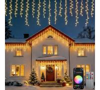 Outdoor Icicle Lights, 13M Icicle Lights 400 LED Smart Color Changing Connectable Music Sync,APP Controls Programmable IP65 Waterproof,58 Multicolor Modes for Garden Light Decor, Backyard, Party