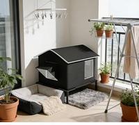 Outdoor Igloo Cat Shelter, Extra Large 4-Season Pet Cave with Air-Circulating Grilles, Foldable All-Weather Kitty Bed for Indoor & Outdoor