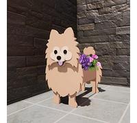 Outdoor Indoor Animal Shaped Plant Pots, Pet Dog Shape Planter Shiba Inu,Cute Bernese Animal Planter Plant Holder Indoor Outdoor Garden Decoration Presents for The Family 14 Inches(Pomeranian Brown)