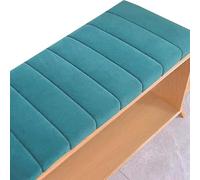 Outdoor/Indoor Bench Cush - Removable, Washable Velvet Teddy Cush for Garden Benches, Window Seats, 2/3 Seater, Blue, 120x55x4cm - table & Slish Support
