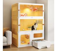 Outdoor/indoor Cat Enclosures, Panoramic Transparency Cat Kennels, Cat Playpen, Portable Cat Cage, Drawer-type Cat Litter Box, Easy to Clean(70x45x105cm)