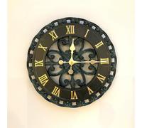 Outdoor indoor Garden Wall Clock Dark Grey/Verdigris 34cm Roman -DS1089 - ELM RR