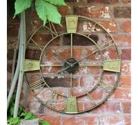 Outdoor Garden Double Sided Wall Clock Weather Retro Station Hanging Bracket