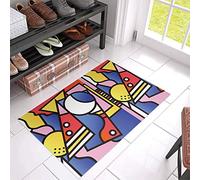 Outdoor Indoor mat Pop Art Cartoon Theme Non Slip Front Door Welcome Rugs,Color Blocks Floor Entrance Doormats For Kitchen Bathroom Living Room Entry Decor 40x60cm