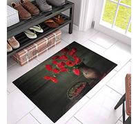 Outdoor Indoor mat Vintage Red Poppy Flower In Vase Still Life Non Slip Front Door Welcome Rugs,Blossom Wild Floral Floor Entrance Doormats For Kitchen Bathroom Bath Decorative 50x80cm