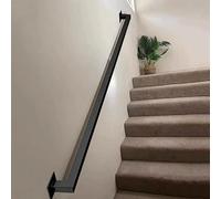 Outdoor/Indoor Metal Wrought Iron Stair Handrail - 10 FT Safety Grab Rail for Stairs, Banister Wall Support for Loft & Villa - Black Durable Handrails