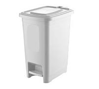 Outdoor Indoor Rubbish Bin 10 Litre Pedal Bin, Waste Paper Dustbin Garbage Trash Bins Plastic Storage Basket For Garden Kitchen Bathroom (White)