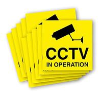 Outdoor/Indoor Security CCTV In Operation Vinyl Sticker Pack - 6 Ultra-Durable Waterproof, Weatherproof, Sun Resistant Signs - 100mm x 100mm