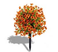 Outdoor/Indoor UV Resistant & Waterproof Artificial Flower Decor, 24 Inch Artificial Flower Stake Outdoor Decor - Multi-Color Garden Stakes for Yard & Lawn, All Season Decoration (Orange)