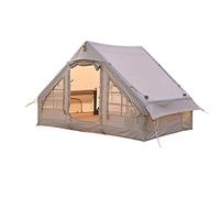 Outdoor Inflatable Camping Tent with Pump, 3-4 Person Glamping Tents, Easy Setup 4 Season Windproof House for Fishing, Camping & Hiking,Cotton Material