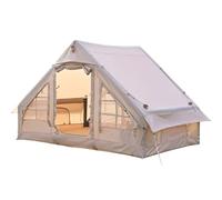 Outdoor Inflatable Tent,Birthday Gift, 4-6 Person Inflatable Tent 4 Season Oxford Cotton Waterproof Mesh Windows Stove Jack Pump(Manual Inflation)