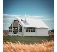 Outdoor Inflatable Tent with Air Pump, 6-8 Person Family Cabin Tents with Stove Jack, 4 Season Luxury Inflatable Camping Tent, Easy Setup, Air House Tent Large Blow Up Tent (Gray, 385x260x200cm)