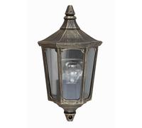 Outdoor IP44 1 Bulb Half Lantern Wall Light Black Gold LED E27 60W