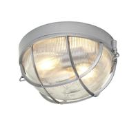 Outdoor IP44 2 Bulb Flush Light Silver LED E27 60W Bulb Outside External