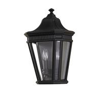 Outdoor IP44 2 Bulb Half Lantern Wall Light Black LED E14 60W
