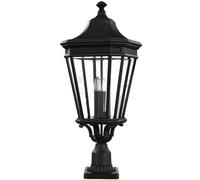 Outdoor IP44 3 Bulb Wall Ground Pedestal Light Black LED E14 60W d00674