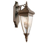 Outdoor IP44 3 Bulb Wall Light Brushed Bronze LED E14 60W Loops Multi One Size