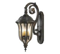 Outdoor IP44 4Wall Light Sconce ScrolLED Up & Over Arm Walnut LED E14 60W