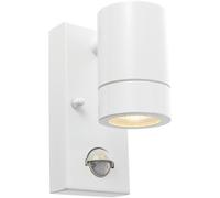 Outdoor IP44 Wall Downlight with PIR Sensor - 7W GU10 LED - Gloss White Loops White One Size