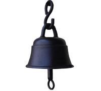 Outdoor Iron Cast Door Bell with Hook, Hanging Dinner Bells for Farm Garden Grocery Gazebo, Bell Diameter 12.5cm(Black)