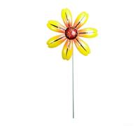 Outdoor Iron Flower Stake 38cm for Garden Bed Decor(Yellow)