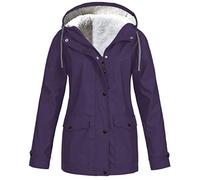 Outdoor Jackets for Women: 3-in-1 Jacket Women's Long Fleece Jacket with Hood Warm Lined Winter Jacket Women's Jacket Winter Coat Waterproof Softshell Jacket Large Size Outdoor Coat Purple 5X-Large