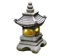 Outdoor Japanese Style Solar Zen Garden Lights Lantern Pagoda Light Solar Garden Lamp Statue Farmhouse Balcony Creative Decoration Lamp Tower Garden Ornaments Décor Resin Sculptures ,17*34 cm