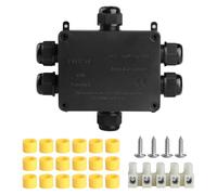 Outdoor Junction Box, Waterproof, 6-Way Junction Box, Waterproof IP68, Outdoor Waterproof Earth Cable Connection Box, Surface-Mounted Outdoor for Diameter 4-14 mm Cable Connectors, with Accessories