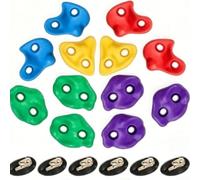 Outdoor Kids Climbing Anchor Set 12 Plastic Rocks Plus 6 Straps Tree Grip Tool for Strength Coordination Training Garden Play Equipment Lasting Weather Resistant