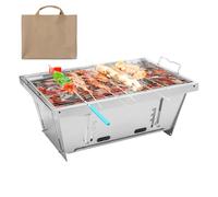 Outdoor Kitchen Barbecue, Compact Charcoal Barbecue | Adjustable Height - BBQ Accessories Integrated Handles for Picnic, Camping, Beach, Garden, Park, Hiking, Travel
