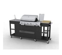 Outdoor Kitchen Barbecue Montana 4 Burner Grill Garden Silver vidaXL