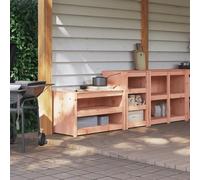 Outdoor kitchen cabinet 2pc Natural Douglas pine modular 106x55x64 & 55x55x92cm