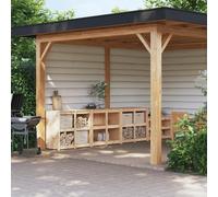 Outdoor kitchen cabinet 3pc Solid Pinewood Untreated 106x55x92 cm Rustic Garden