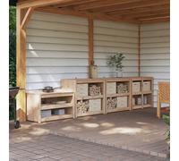 Outdoor kitchen cabinet Natural Douglas 106x55x92cm Solid Douglas Wood 4-shelves