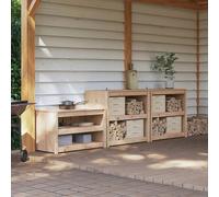 Outdoor kitchen cabinet Natural Douglas 318x55x92cm Solid Douglas Wood Modular.