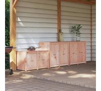 Outdoor kitchen cabinet White Solid Pine 106x55x92cm 3pc Modular Storage Garden